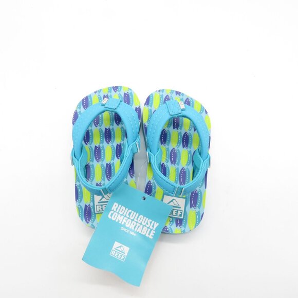 Reef Toddler Ahi Sandals Size 5 Blue/Green Pattern Flip-Flops NEW - Picture 4 of 6